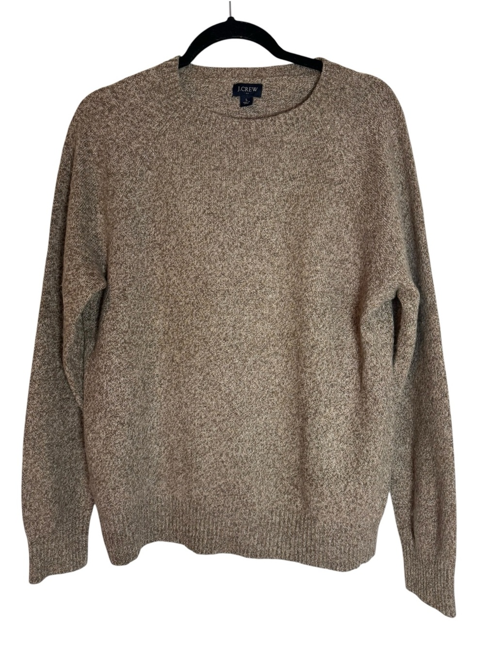J. Crew Men’s Heathered Brown Wool Blend Crewneck Large Sweater